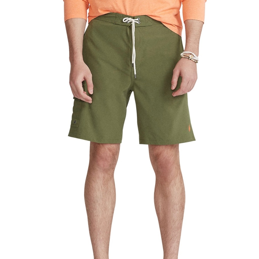 Ralph Lauren Men's Faded Spell Out Lined Swim Trunks Short Green  Beach Size XL